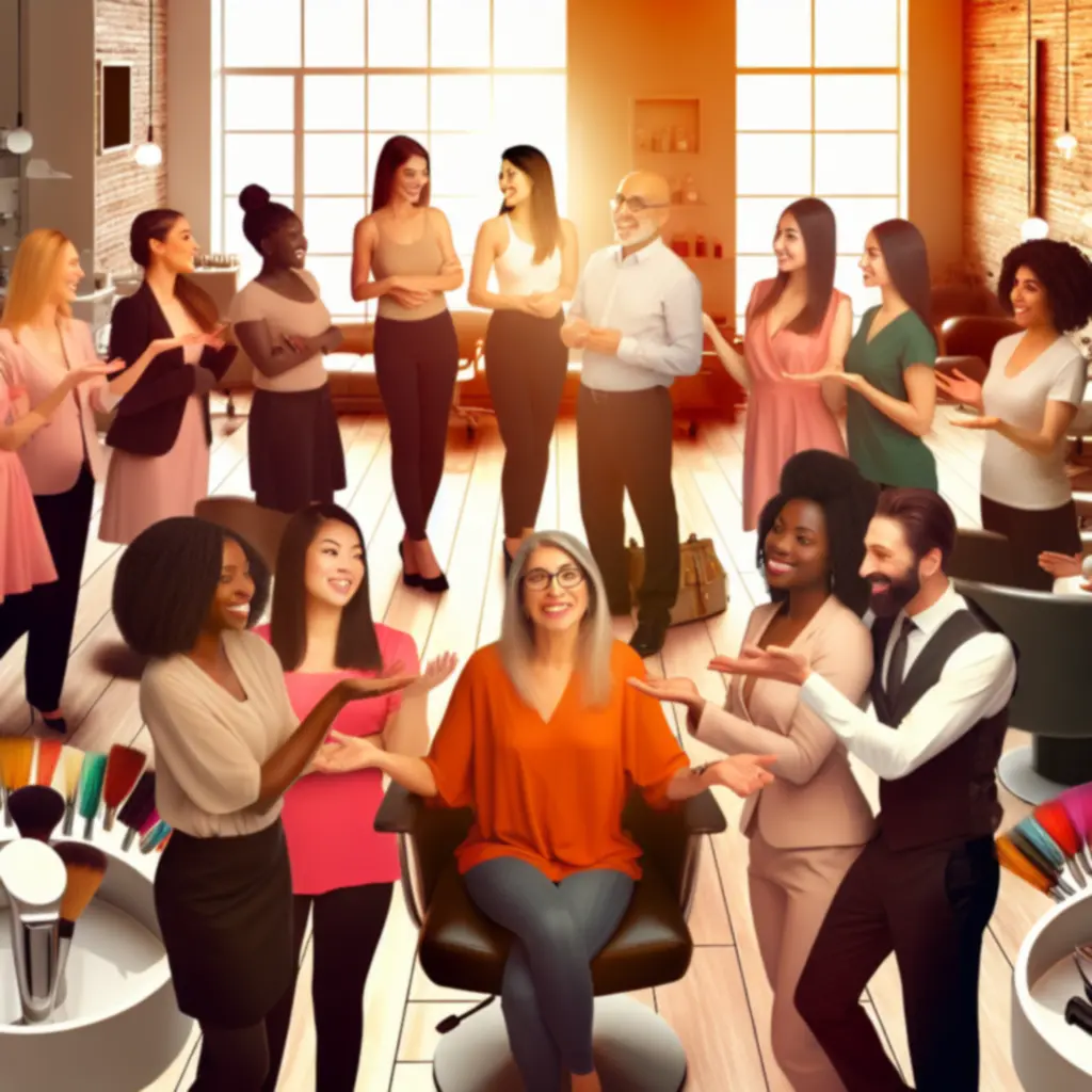 Team van stylisten werkt samen in de beauty studio